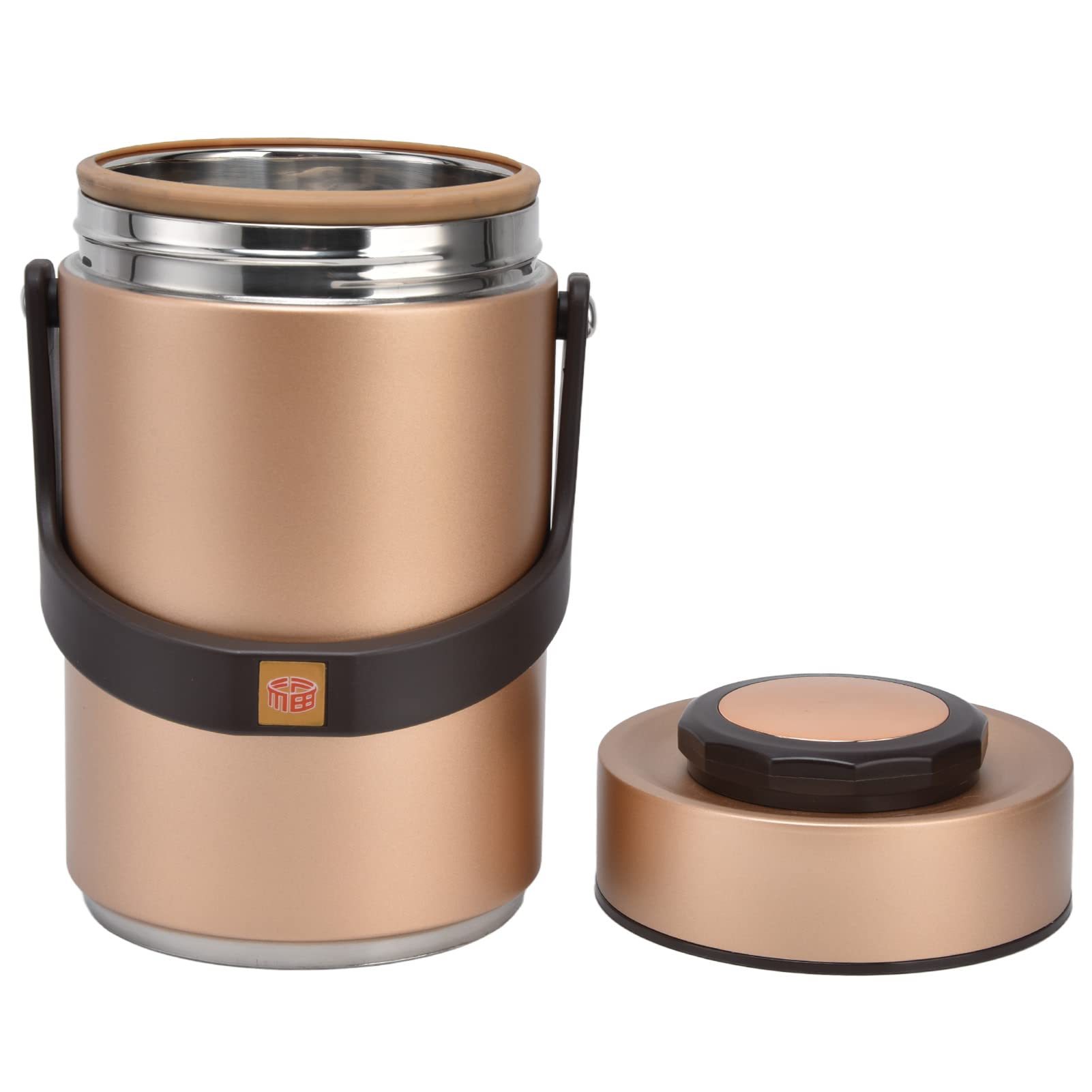 Insulated Double-Layer Lunch Box with Vacuum Seal - Deep & Shallow Compartments for Office, Travel & Picnics | Durable Gold-Colored Food Container for Hot & Cold Meals | Perfect for Meal Prep, Work Lunches & Outdoor Activities