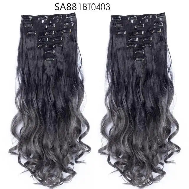 Clip on Hair Extensions 6pc Set - Human Hair Clip Ins for Volume & Length - Easy to Use & Reusable - Perfect for Parties, Weddings & Everyday Styling