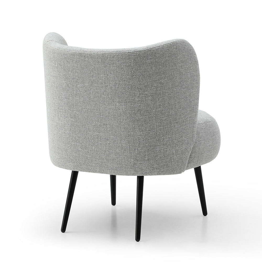 SASHA Lounge Chair - Modern Light Grey & Black Accent Recliner for Living Room, Bedroom, or Office - Comfortable Upholstered Armchair with Sturdy Metal Legs - Perfect for Relaxing, Reading, or Watching TV