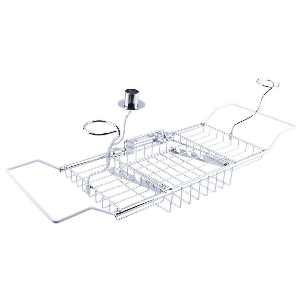 Expandable Bathtub Caddy Tray with Wine Glass Holder & Extending Sides - Luxury Bath Accessory for Relaxing Spa Experience at Home