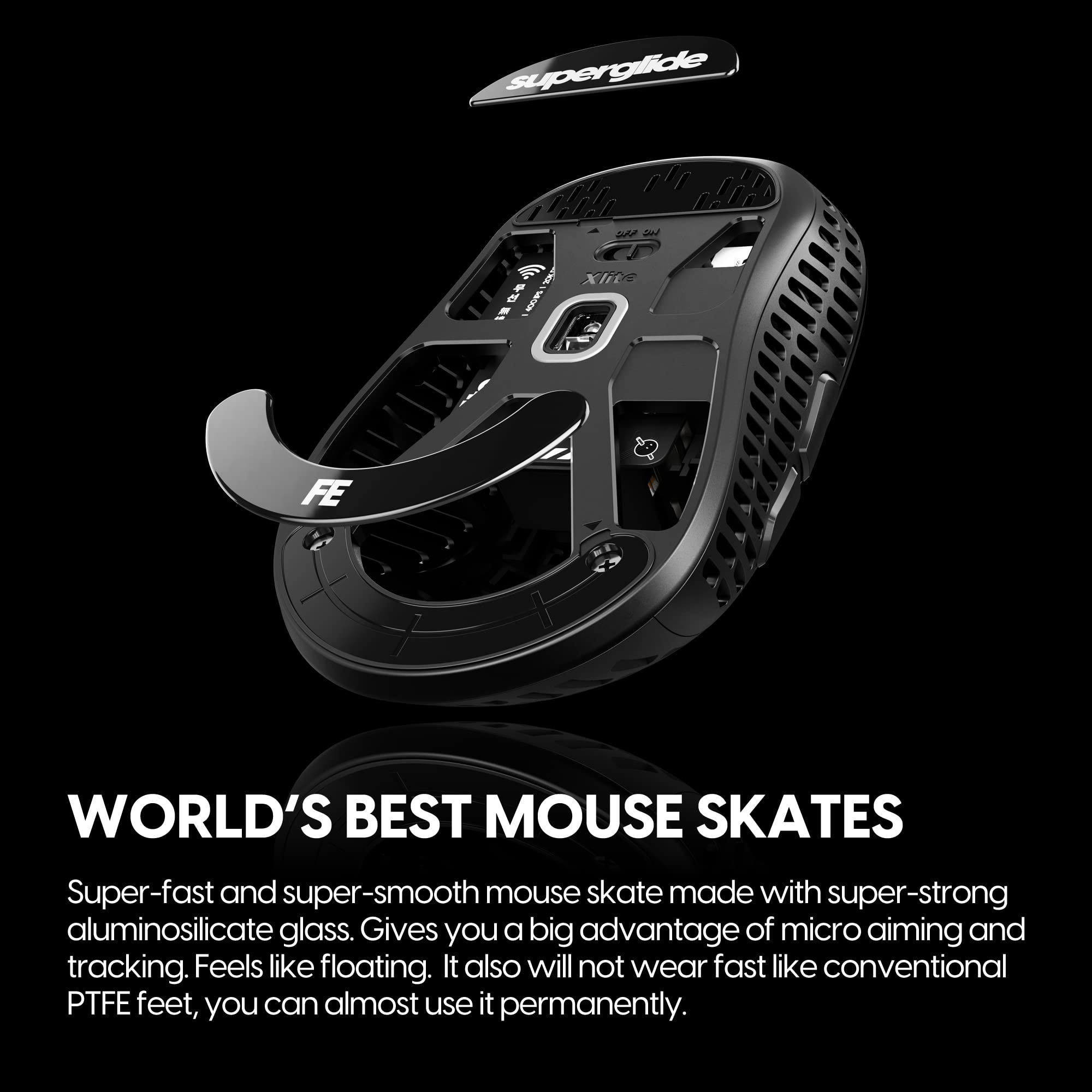 Ultra Smooth Glass Mouse Feet for Pulsar Xlite V2 & V2 Mini Wireless Gaming Mouse - Superglide Fastest Precision Skates with Durable Flawless Surface - Perfect for FPS, MOBA and Competitive Esports Gaming