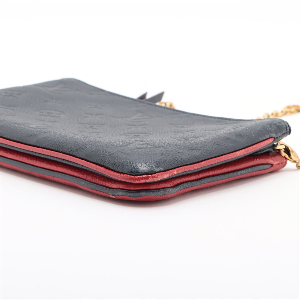 Louis Vuitton Monogram Empreinte Double Zip Pochette Handbag - Navy Red Leather Crossbody Bag for Women | Perfect for Travel, Date Night & Everyday Use