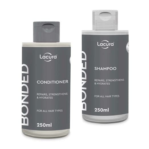 Lacura Bonded Shampoo and Conditioner Set - Repairing Hair Treatment for Damaged Hair - Sulfate Free & Paraben Free - Perfect for Color Treated, Bleached or Chemically Processed Hair - Salon Quality Hair Care at Home