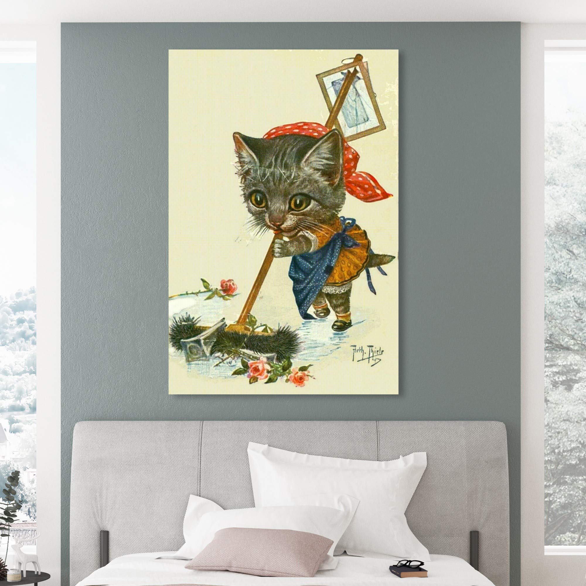 Oliver Gal Artist Co. Kitty Cleaning Up Wall Art Canvas Print - 30