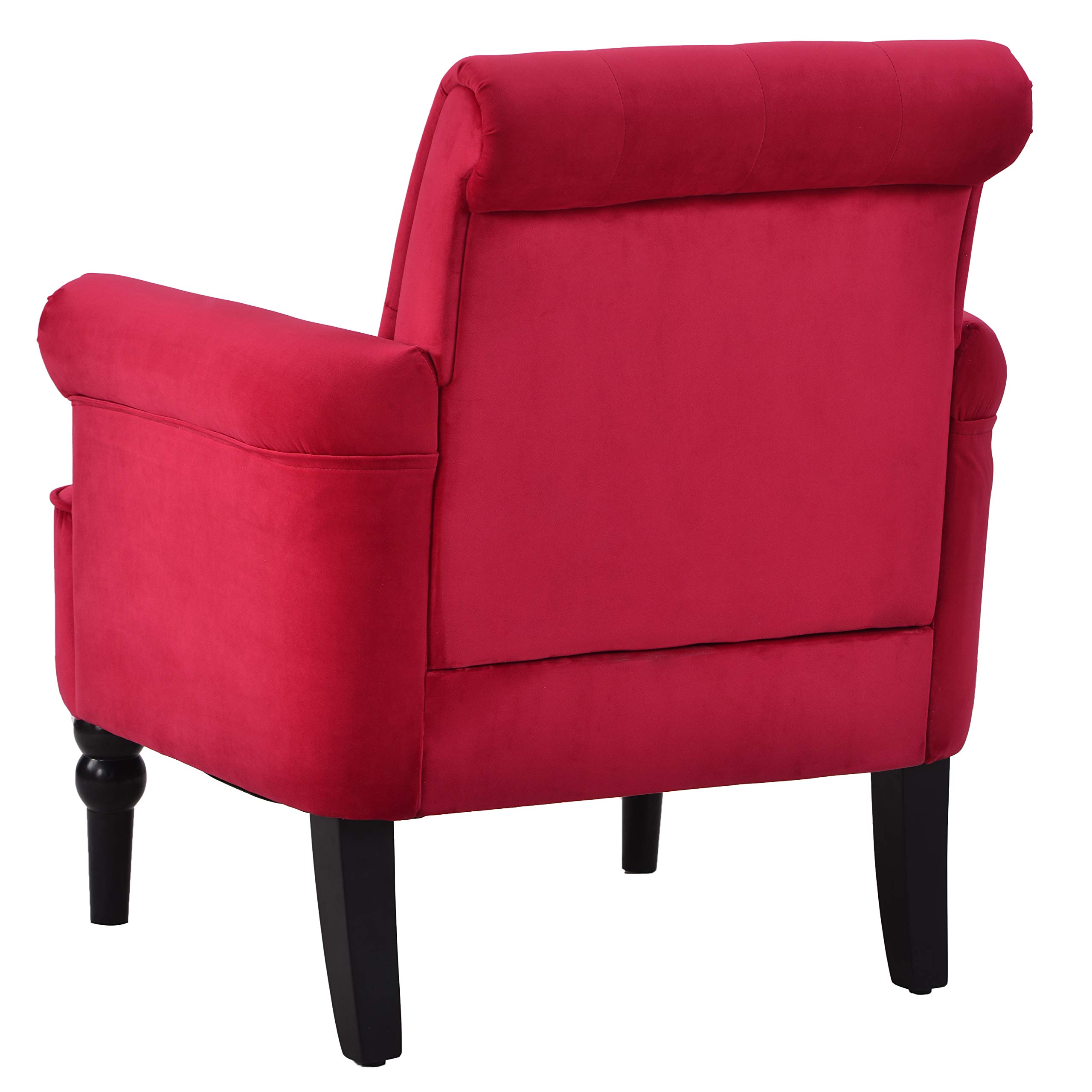 Mid Century Modern Accent Chair with Padded Seat & Button Tufted Design - Velvet Upholstered Armchair for Small Spaces - Perfect for Home Office, Living Room & Bedroom Decor (Deep Burgundy) - Cozy Reading Nook & Conversation Piece