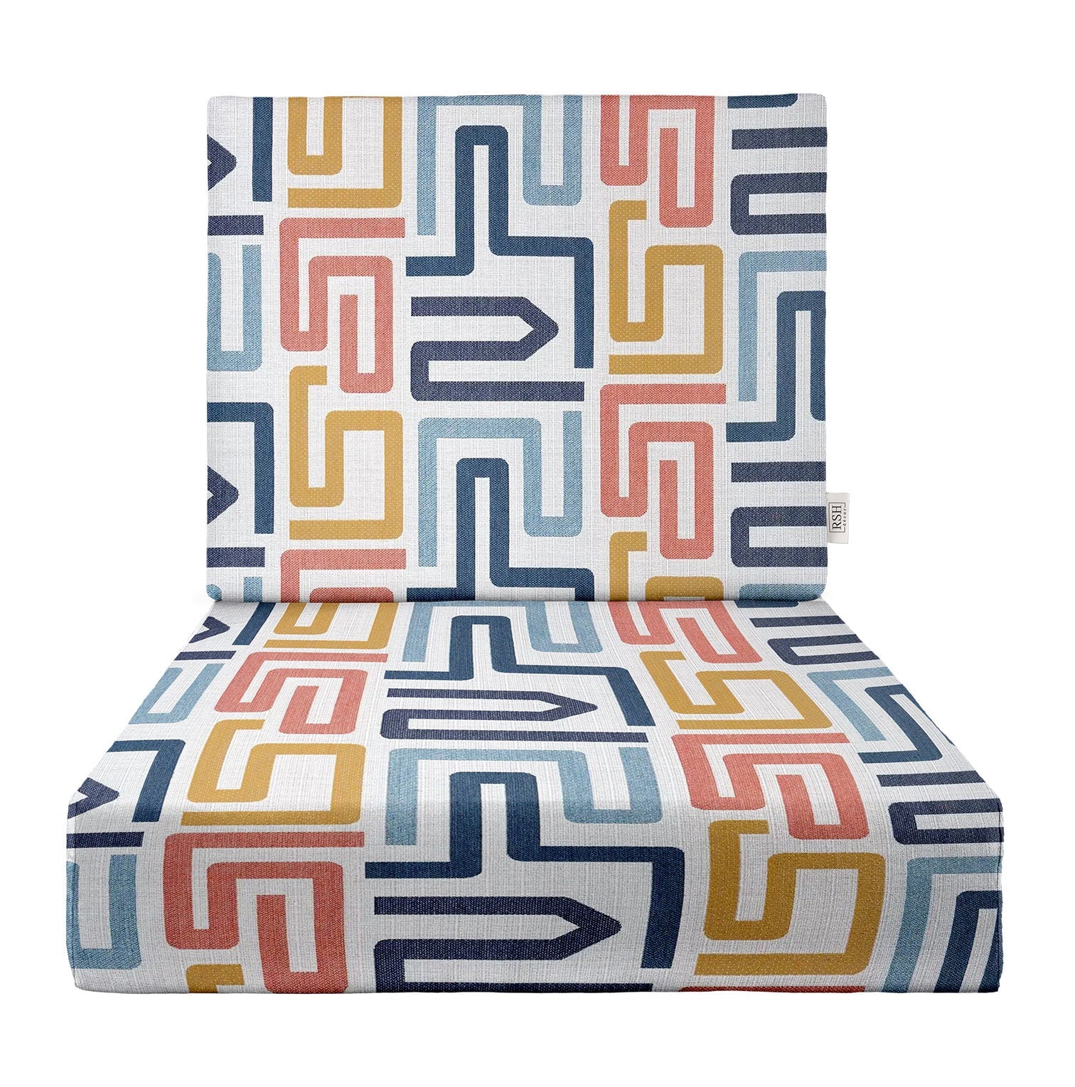 Sunbrella Designer Fusion Labyrinth Fiesta Deep Seating Outdoor Chair Cushion Set - Waterproof & UV Resistant Patio Furniture Cushions for Poolside, Garden, and Backyard Relaxation