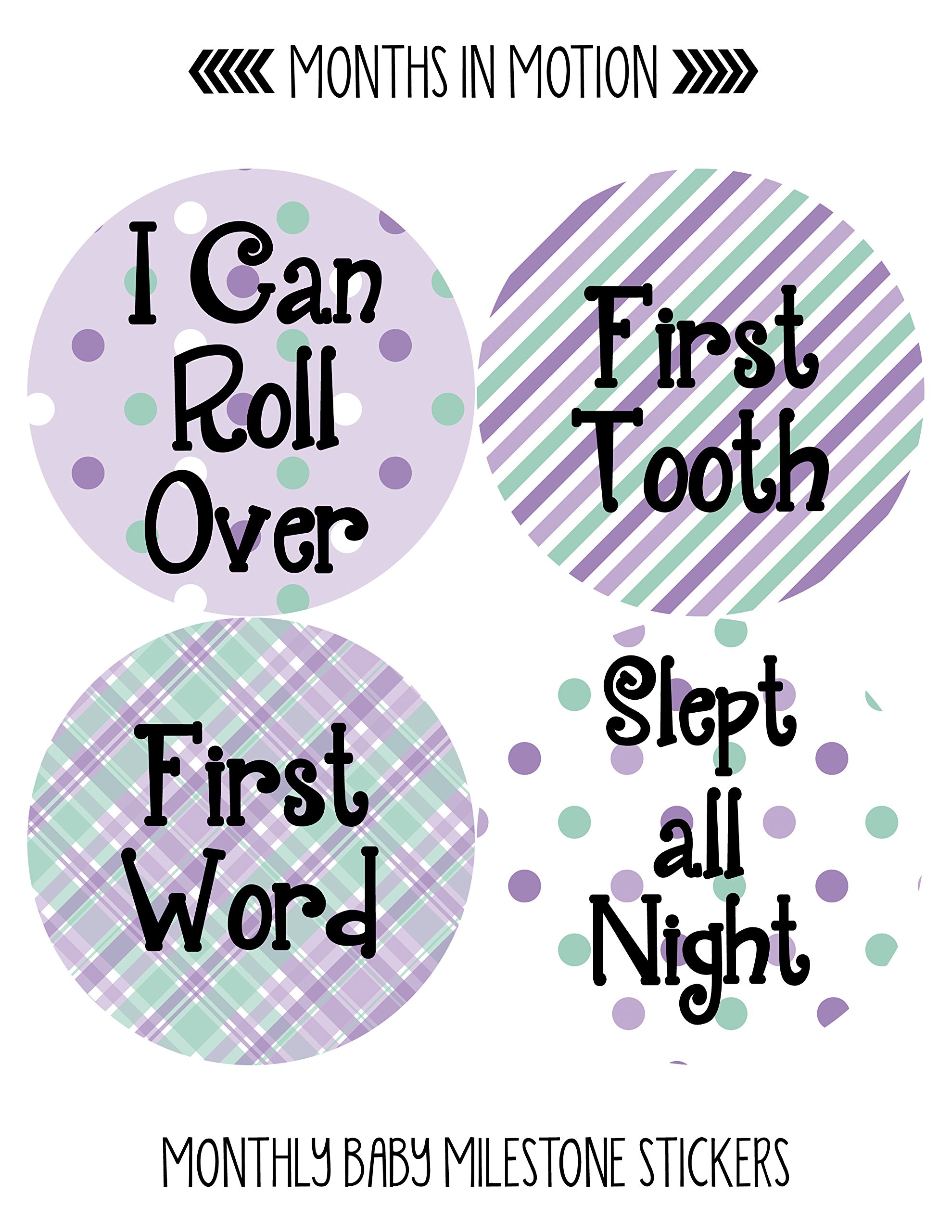 Baby Monthly Milestone Stickers - Newborn Girl Growth Tracking Stickers - Set of 20 Adhesive Photo Props for Baby's First Year - Perfect for Baby Photo Albums, Scrapbooking & Monthly Milestone Pictures