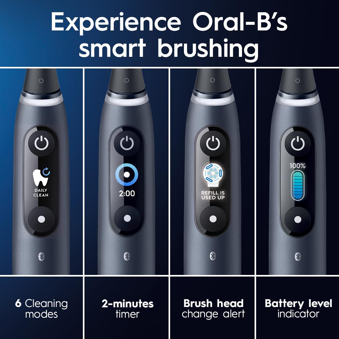 Oral-B iO Series 8 Electric Toothbrush with 2 Replacement Brush Heads, Violet Ametrine - Advanced Smart Toothbrush for Professional Dental Care at Home | Perfect for Travel & Daily Oral Hygiene