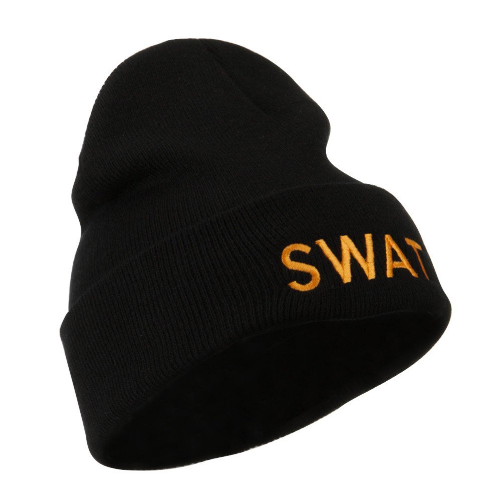 Military Embroidered Beanie - Warm Winter Skull Cap with Tactical Patch - Perfect for Outdoor Activities, Hiking, and Cold Weather Protection