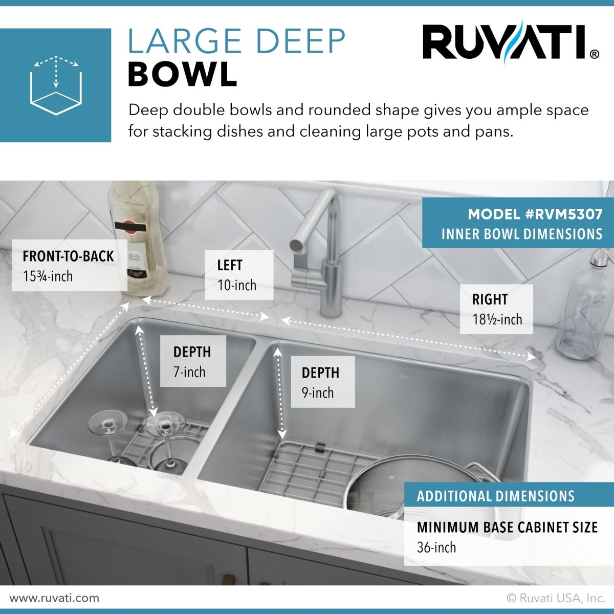 32 Inch Undermount Double Bowl Kitchen Sink - 16 Gauge Stainless Steel, Rust-Resistant & Durable for Modern Kitchens, Perfect for Food Prep and Dishwashing