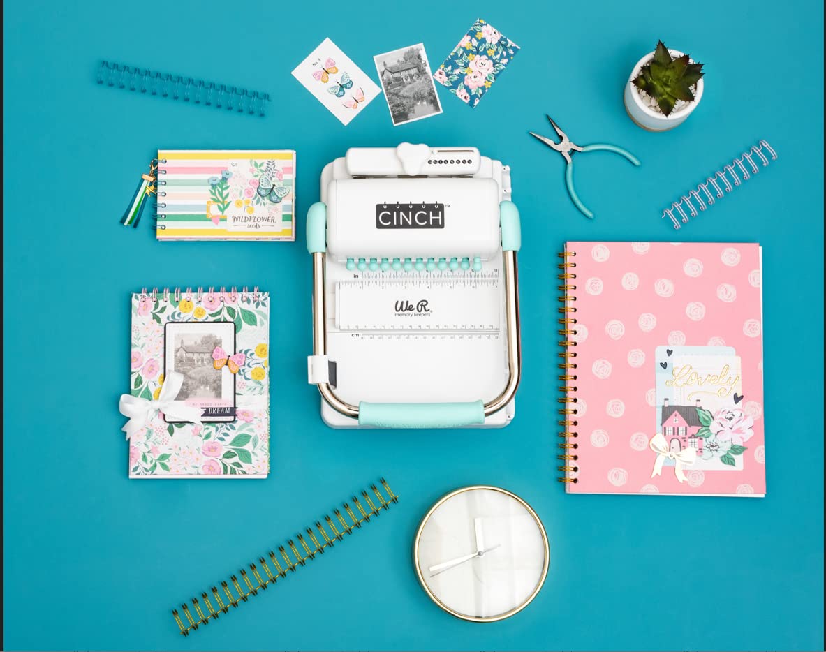 We R Memory Keepers Cinch Book Binding Machine V2 - Easy-to-Use Spiral Binding Tool with Slide Ruler for Professional Books, Notebooks & Calendars | Perfect for Office, School & Craft Projects (Mint Green)