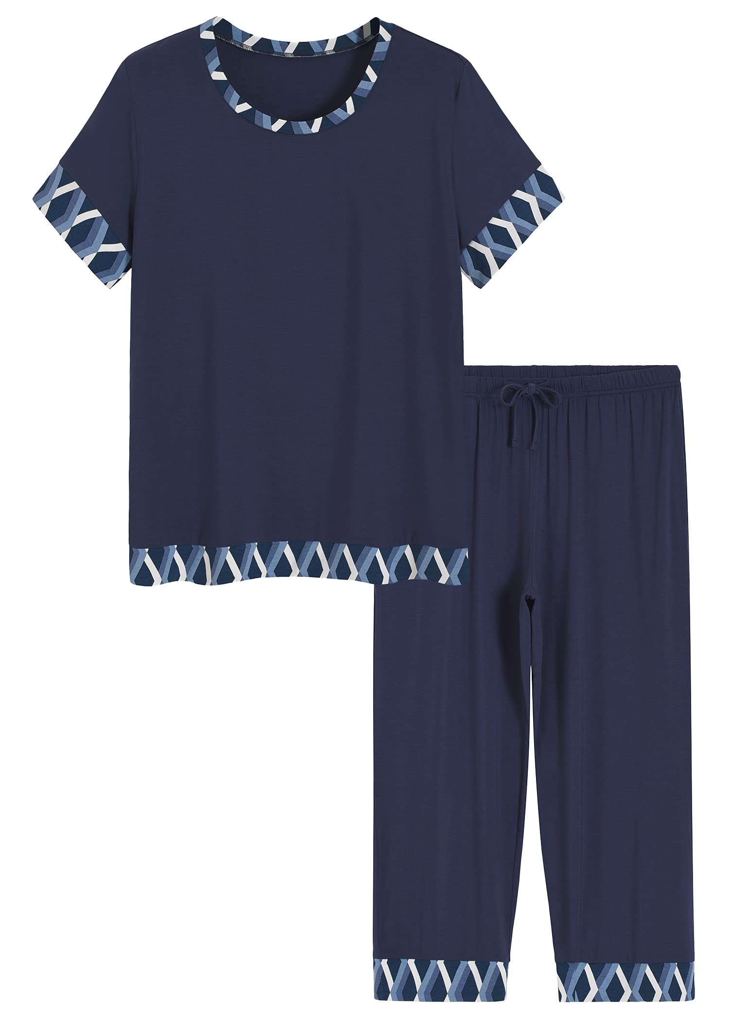 Women's Soft Bamboo Viscose Capri Pajama Set - Breathable Lounge Sleepwear for Summer Nights & Relaxing at Home