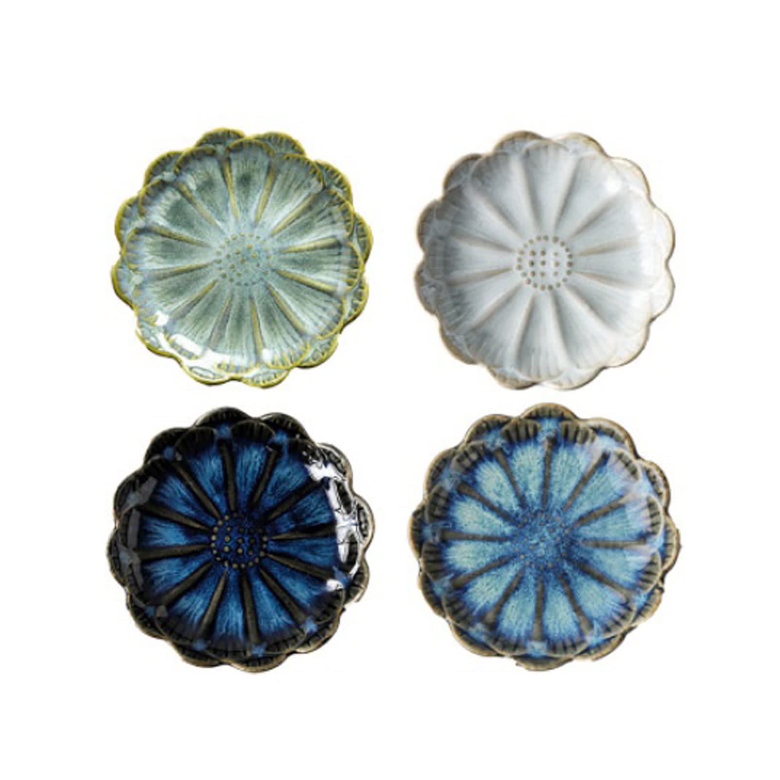 4-Piece Ceramic Dipping Sauce Bowls Set - Small Appetizer Plates for Soy Sauce, Vinegar, Pickles, Condiments - Perfect for Home, Party, Restaurant Tableware & Snack Serving