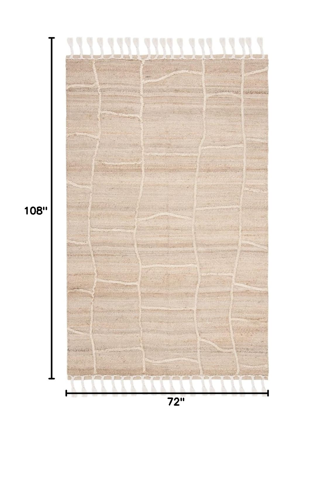 SAFAVIEH Natural Fiber Handmade Braided Jute Area Rug 6' x 9' - Farmhouse Rustic Design with Tassels, Durable for High Traffic Areas | Perfect for Living Room, Bedroom & Home Decor (NF105B)