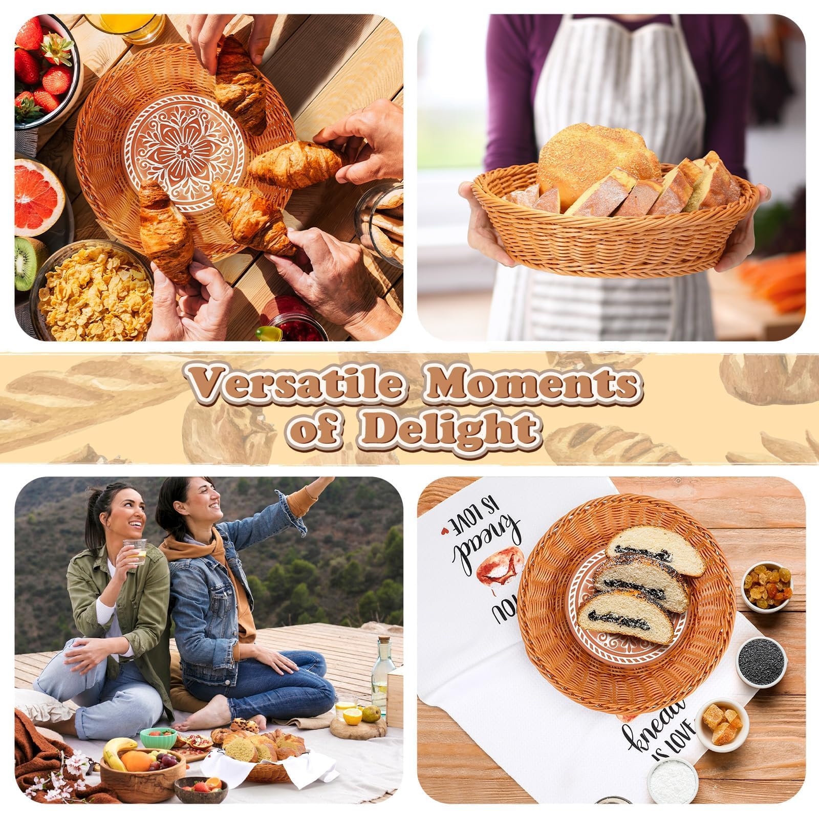 Stone Bread Warmer Basket - Terracotta Tortilla & Bread Serving Basket with Kitchen Towel - Perfect for Thanksgiving, Christmas & Housewarming Gifts - Ideal for Dinner Parties, Brunch & Holiday Gatherings
