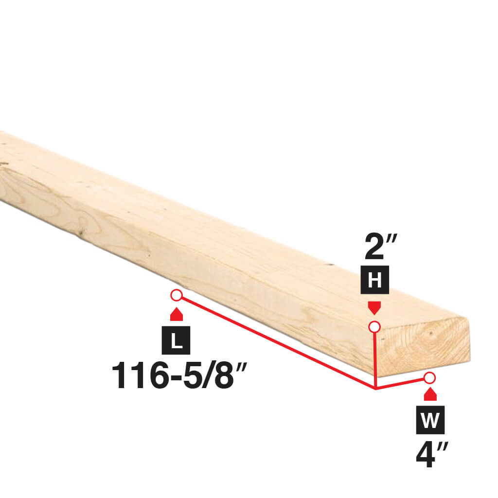 2 in. x 4 in. x 116 5/8 in. Premium Spruce Lumber - Kiln-Dried, Untreated - Perfect for DIY Projects, Framing, and Home Construction