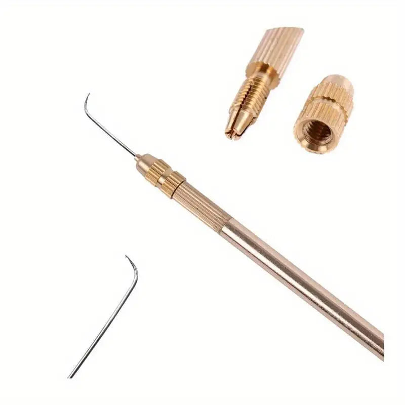 Professional Wig Making Needle Kit with Brass Handle & 4 Hooks - Perfect for Hair Extensions, Weaving, and Styling at Home or Salon