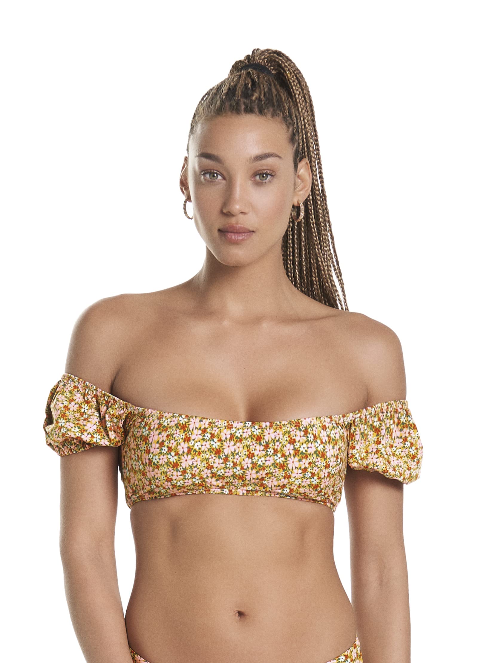 Maaji Women's Puff Sleeve Crop Top - Breathable Summer Blouse for Casual Wear, Beach Outfits & Music Festivals | Trendy Streetwear Fashion Top