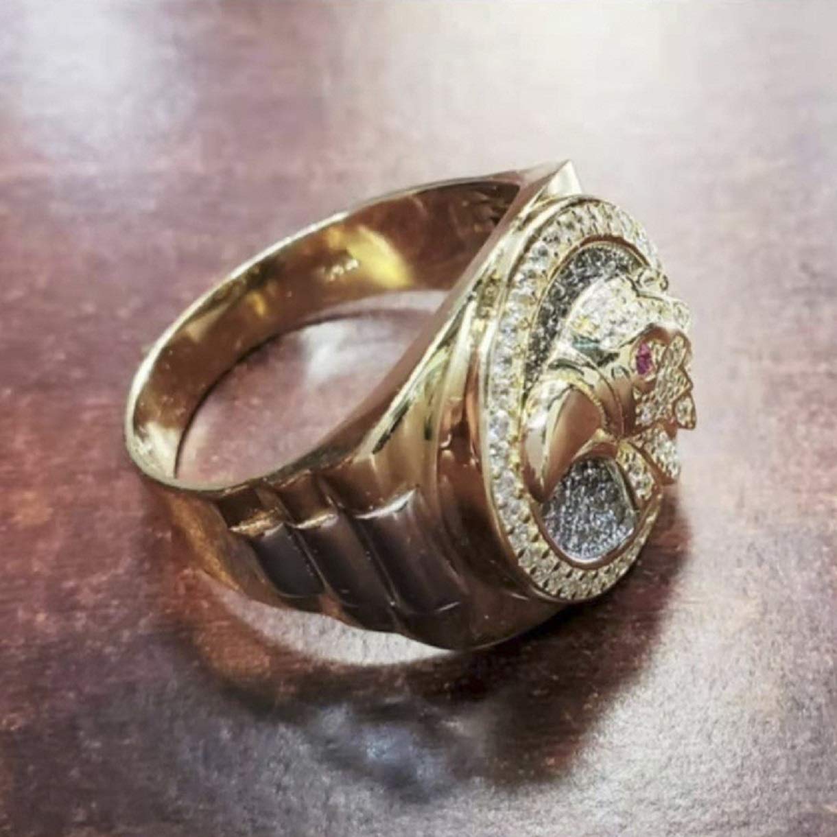 Iced Out American Eagle Ring for Men - Viking Hawk Head Hip Hop Gold Jewelry - Perfect for Parties, Gifts & Streetwear Fashion