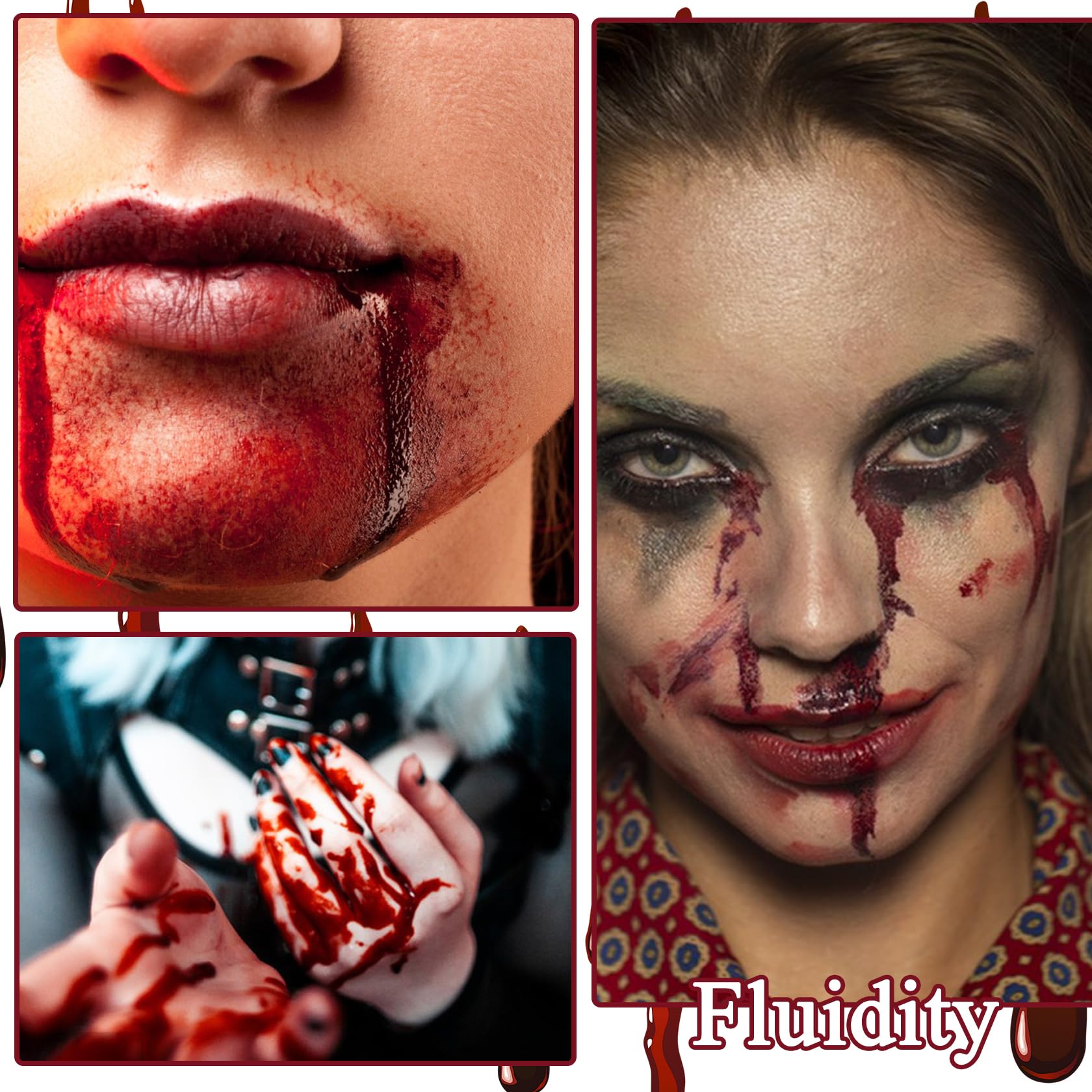 Realistic Fake Liquid Blood - Washable Halloween SFX Makeup for Zombie, Vampire & Monster Costumes | Perfect for Cosplay, Theater & Bride Dress Up | Great for Halloween Parties, Haunted Houses & Horror Events