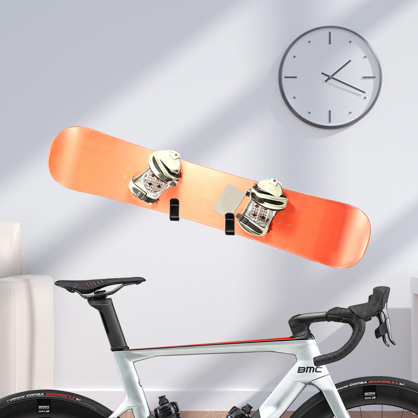 2Pcs Snowboard Wall Mount Rack - Horizontal Ski Holder for Room & Garage Storage