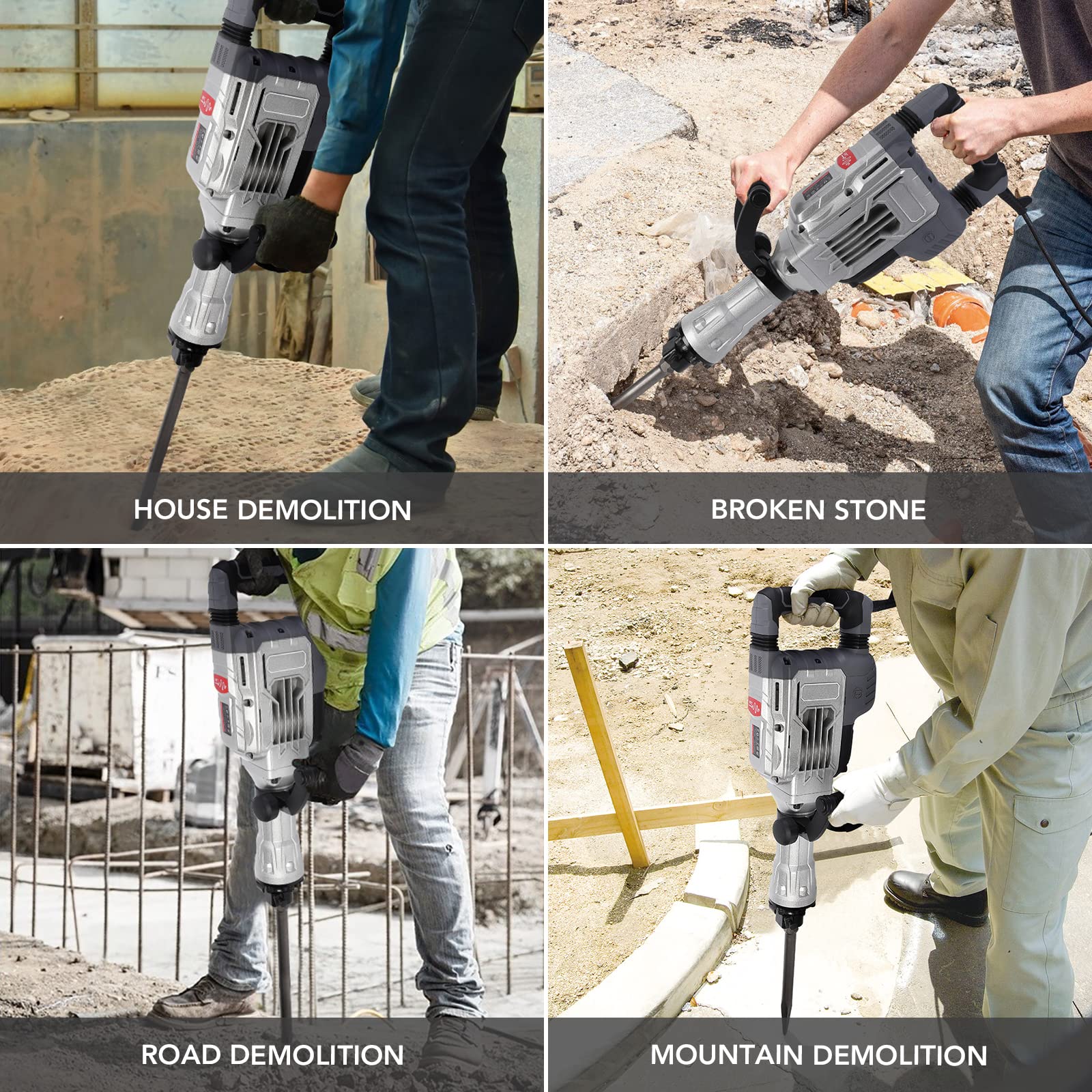 GARVEE 14 Amp SDS Hex Jack Hammer - 1 1/8 Inch 2000W Heavy Duty Concrete Breaker for Demolition & Chipping - Perfect for Construction, Renovation & Concrete Removal Projects