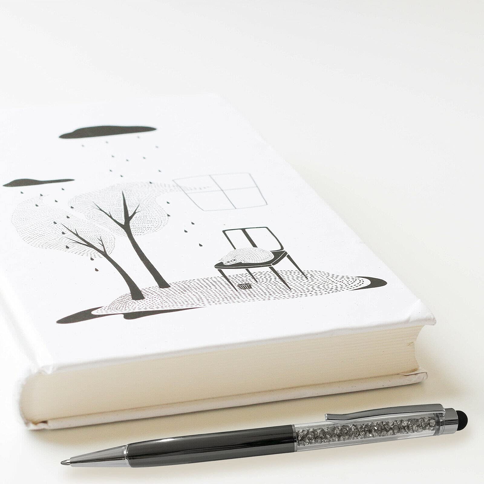 Black Ball Point Pen with Crystalline Stylus for Writing & Digital Use