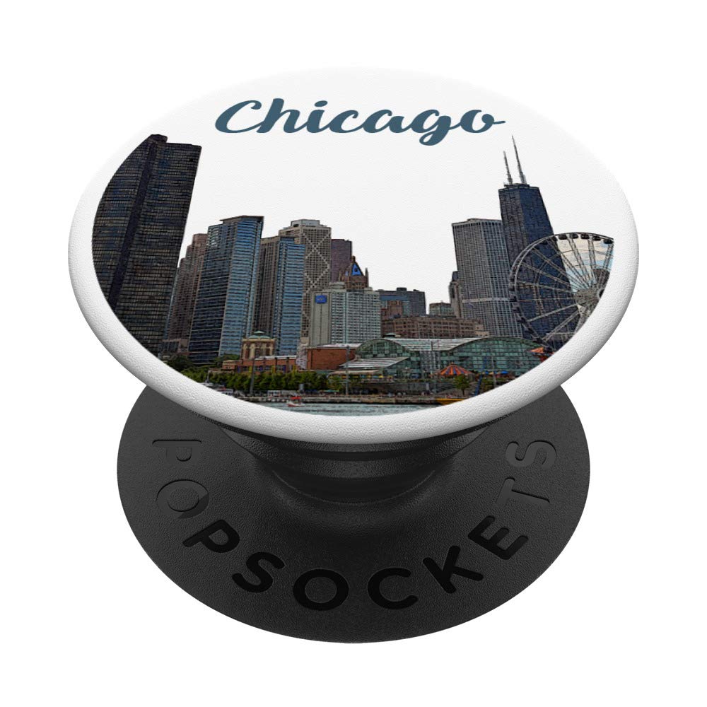 Chicago Skyline PopSockets PopGrip - Swappable Phone Grip & Stand for iPhone, Samsung, Tablets | USA Travel Gift, City Lover Accessory | Perfect for Commuting, Selfies, and Hands-Free Viewing