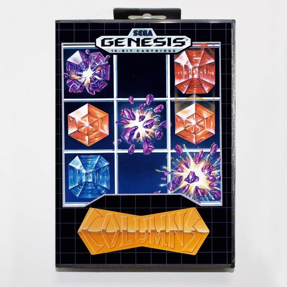 16位复古Sega MD游戏卡带 - Columns经典游戏卡带（含原装零售盒）适用于Mega Drive/Genesis主机，重温90年代街机乐趣