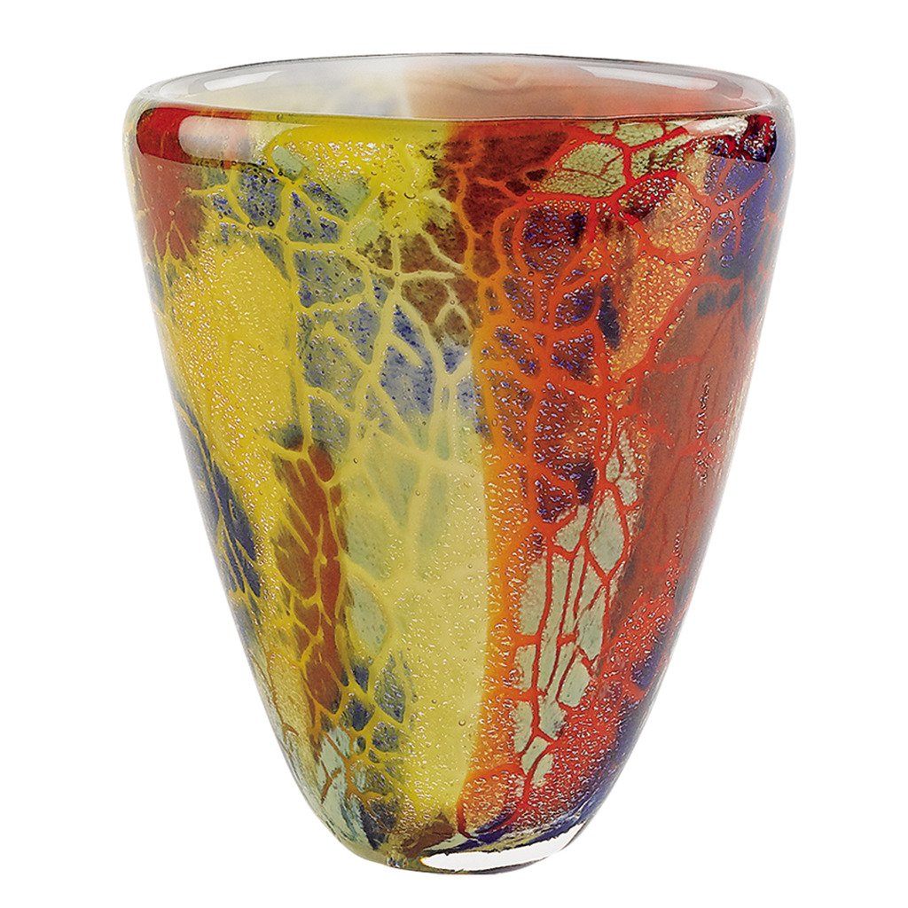 Badash - Firestorm Oval Murano Style Art Glass 8 Inch Vase - Elegant Home Decor for Living Room, Dining Table, or Wedding Centerpiece