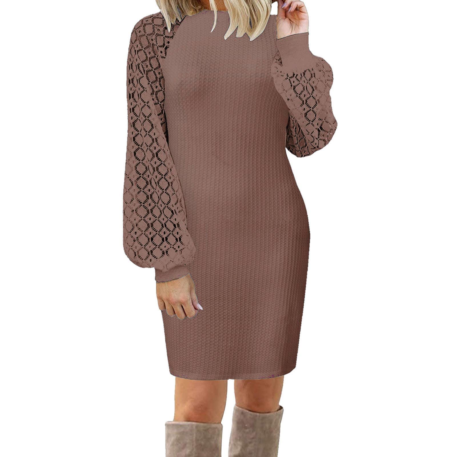 Women's Lace Mock Neck Long Sleeve Cotton Blouse - Elegant Round Neck Loose Fit Top with Stitching Details for Casual Wear, Office & Date Night Outfits