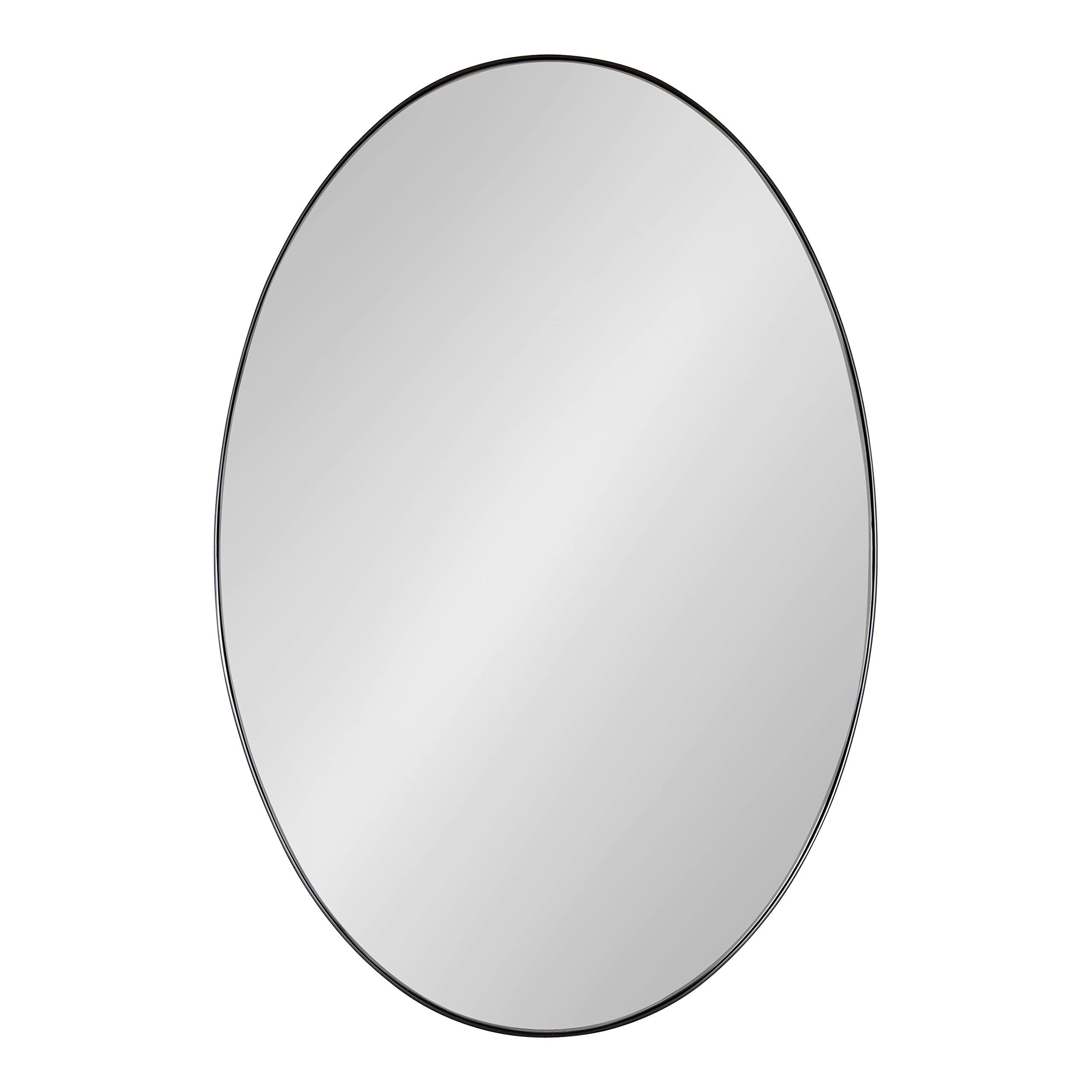 Kate and Laurel Rollo Modern Oval Metal Framed Wall Mirror - 20x30 Inches Black Contemporary Decor for Living Room, Bedroom & Entryway