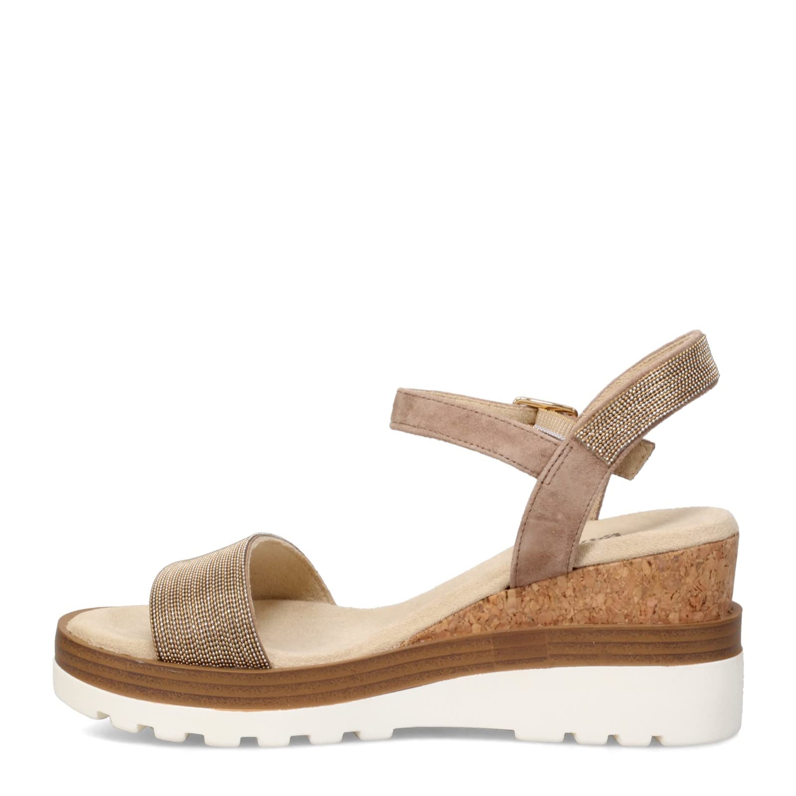 VANELi Women's Cedra Metallic Rhinestone Casual Sandals | Mid Heel 2-3 Inch | Brown | Perfect for Summer Outings, Beach Vacations & Date Nights