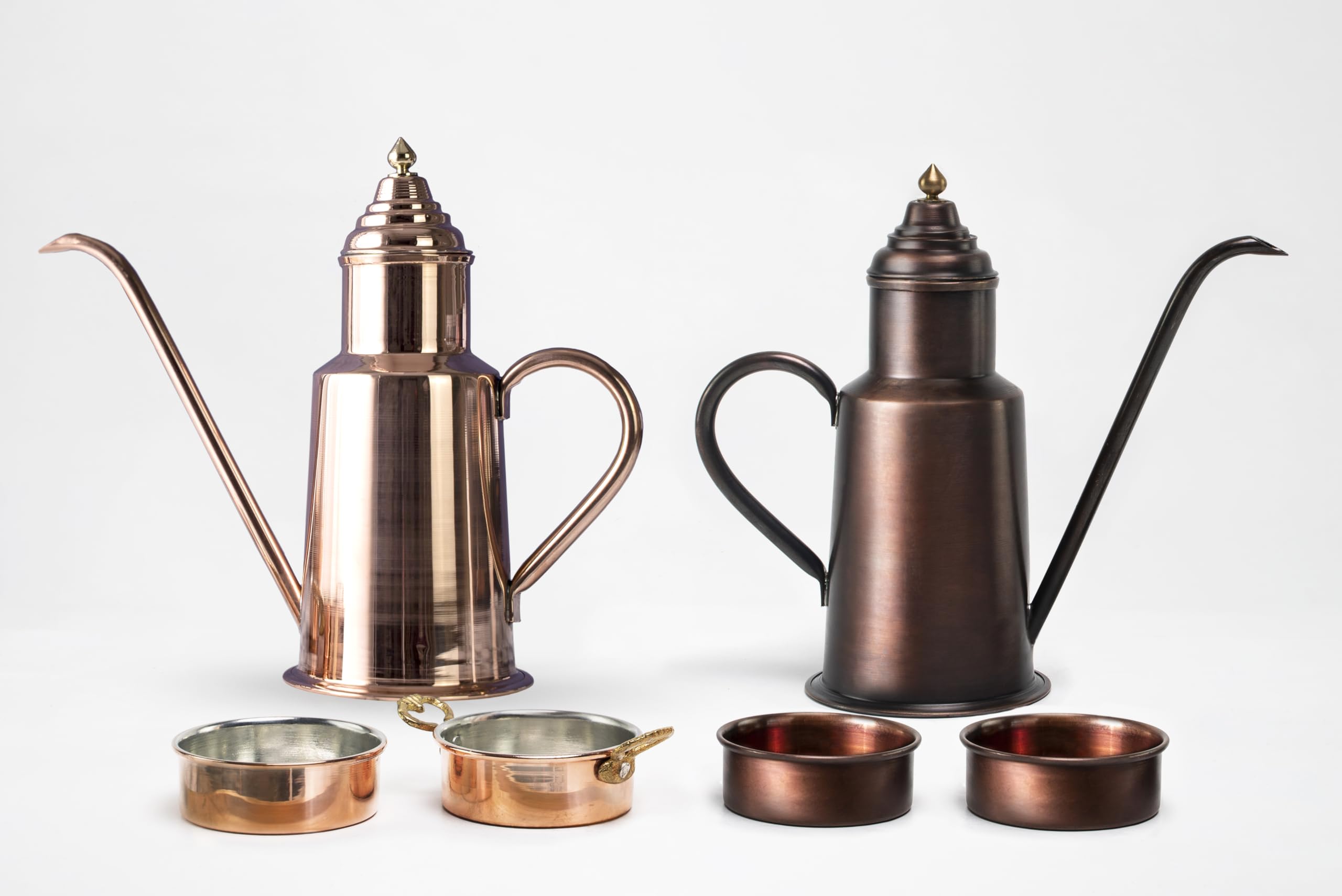 Handcrafted 600ml Solid Copper Olive Oil Dispenser Bottle with Brass Crown - Premium Oil Dipping Set for Kitchen & Dining | 100% Pure Copper | Perfect for Cooking, Salad Dressing & Bread Dipping