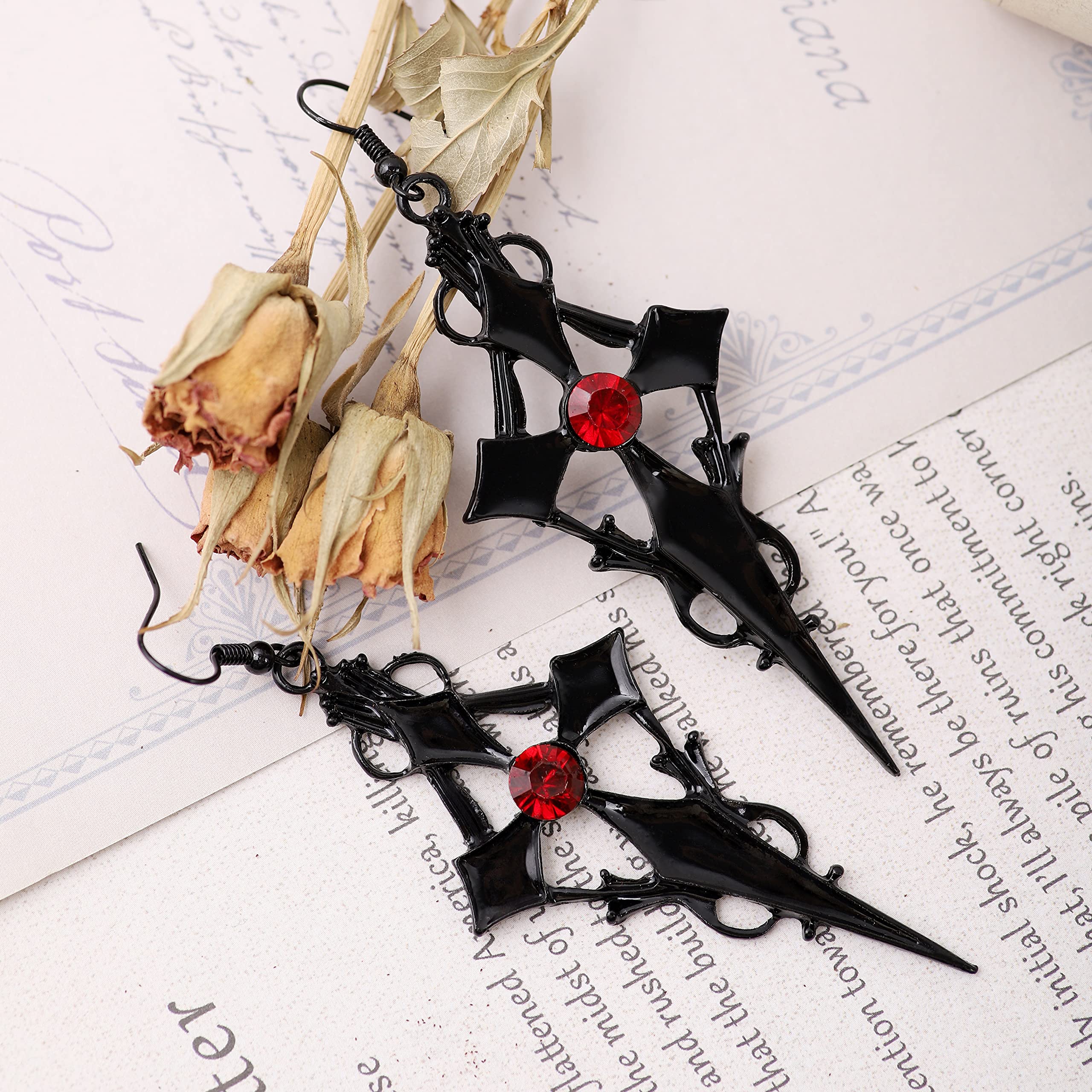 Gothic Black Cross Earrings for Women - Punk Grunge Emo Jewelry - Gothic Christmas Gift for Her - Perfect for Halloween, Concerts, and Alternative Fashion