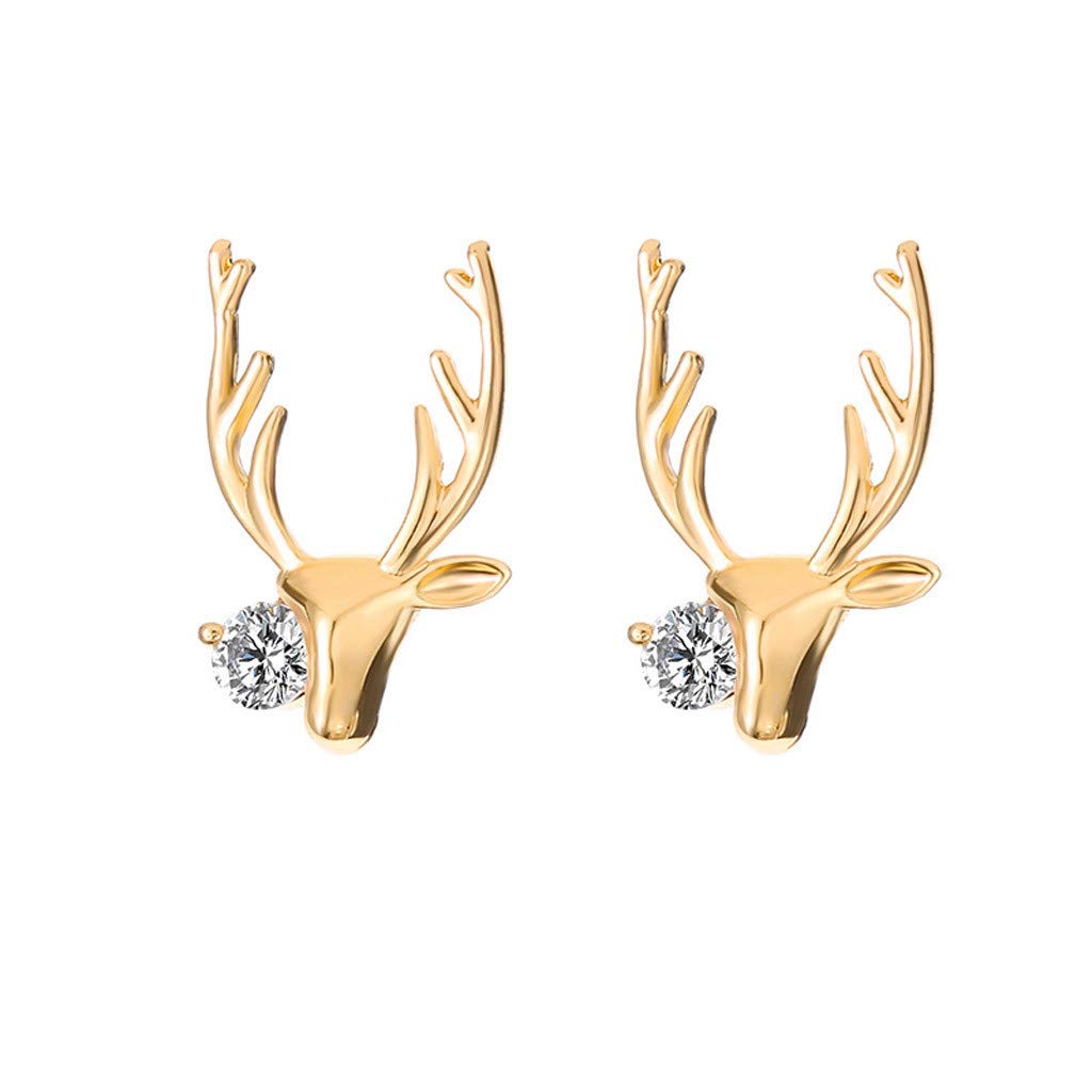 Trendy Christmas Deer Stud Earrings for Women - Fashionable Holiday Jewelry Gift for Parties & Festive Occasions