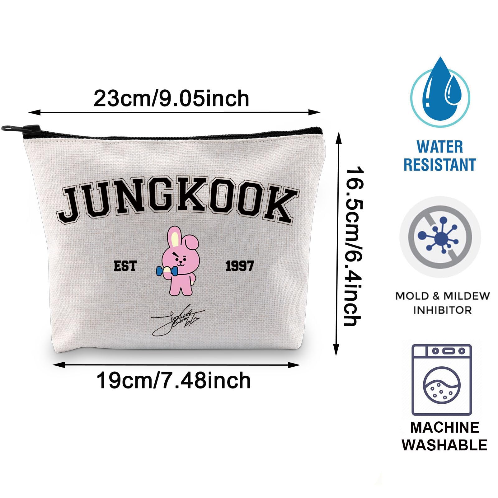 BLUPARK K-pop BTS Jungkook Merchandise Bag - Army Inspired Zipper Pouch for Fans, Singer Fan Gift, K-pop Team Accessories - Perfect for Concerts, Fan Meetings & Daily Use