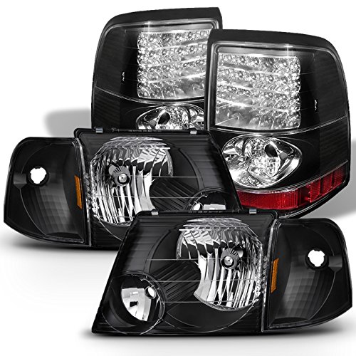 AKKON Black Headlights & LED Tail Lights for 2002-2005 Ford Explorer - Complete Lighting Kit with Corner Signal Lights | Upgrade Your SUV's Style & Night Visibility