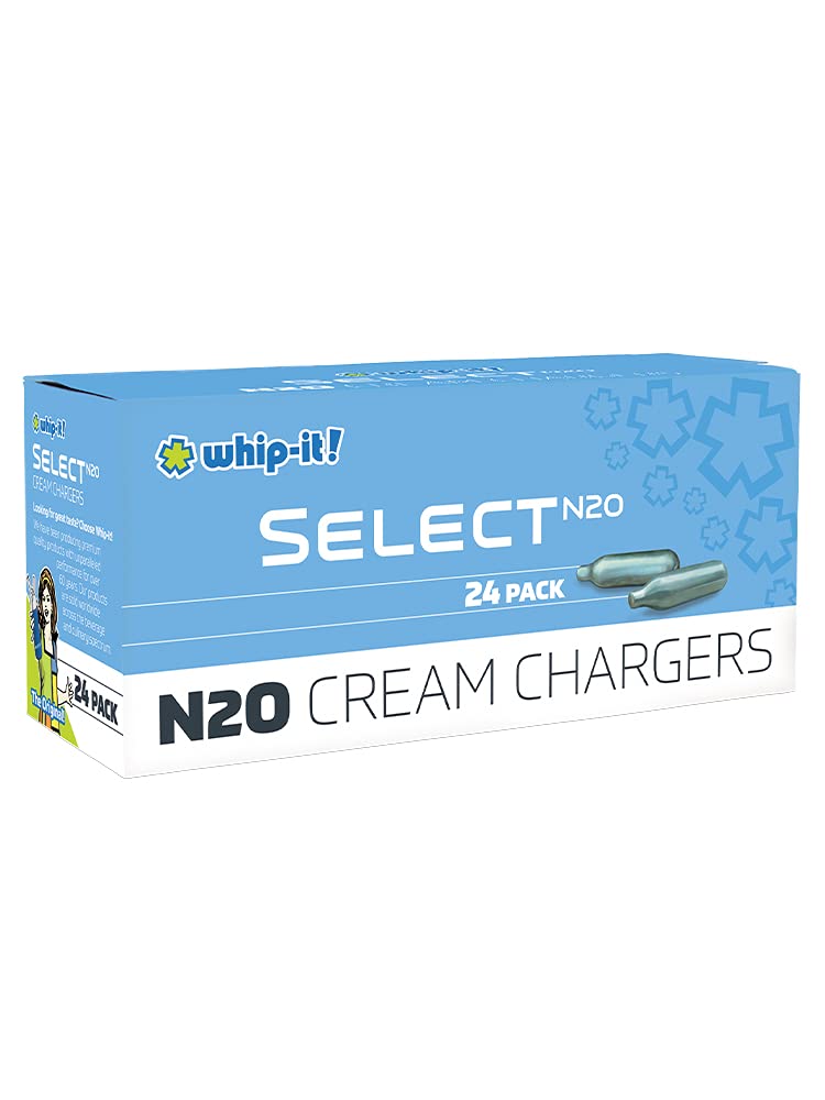 Whip-It! Select Cream Charger 24 Pack - Premium Nitrous Oxide Chargers for Whipped Cream Dispensers | Perfect for Baking, Desserts & Coffee Shops