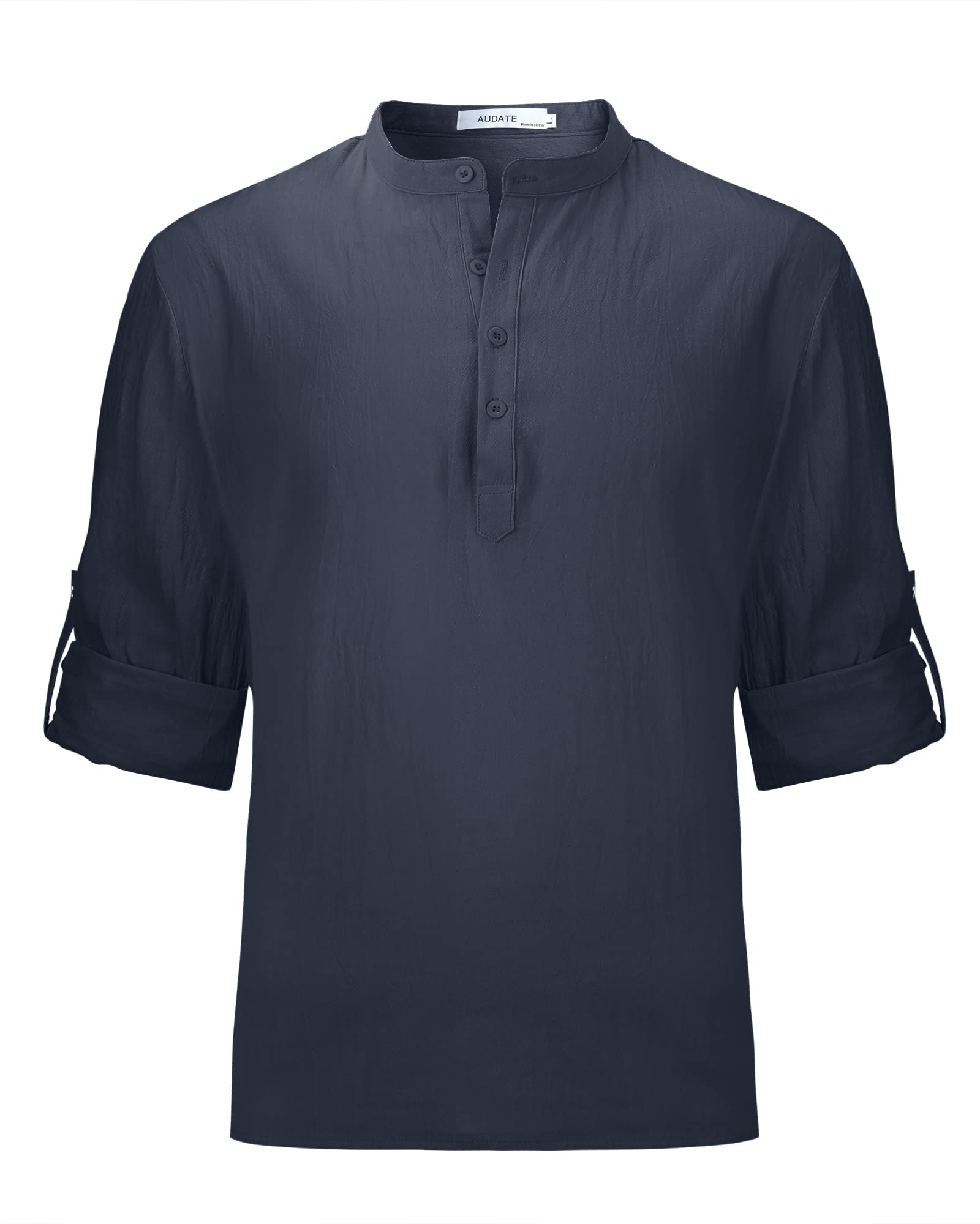 Men's Long Sleeve Casual Cotton Shirt - Solid Color Breathable Henley Top for Beach, Yoga, Work & Everyday Wear