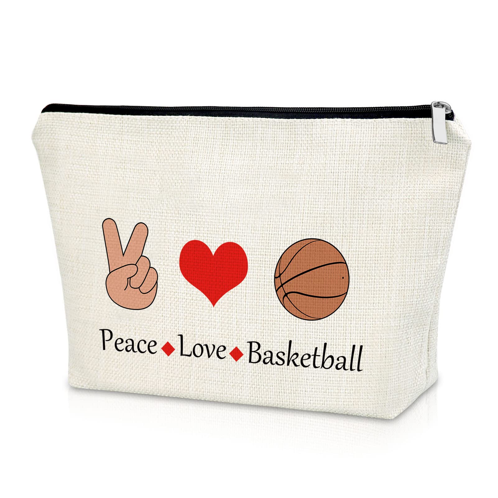 Basketball Themed Makeup Bag for Women - Perfect Gift for Basketball Lovers, Players & Teams - Cosmetic Travel Pouch for Sports Fans - Great for Birthdays, Christmas & Travel Accessories (Use for Gym, Games & On-the-Go Organization)