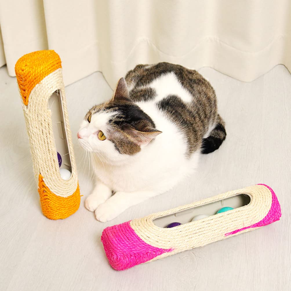 iPetboom Interactive Cat Toys & Scratching Post with Sisal Climbing - Kitten Rolling Ball Toy & Scratcher for Playful Cats - Perfect for Indoor Play, Exercise, and Stress Relief (Random Color)