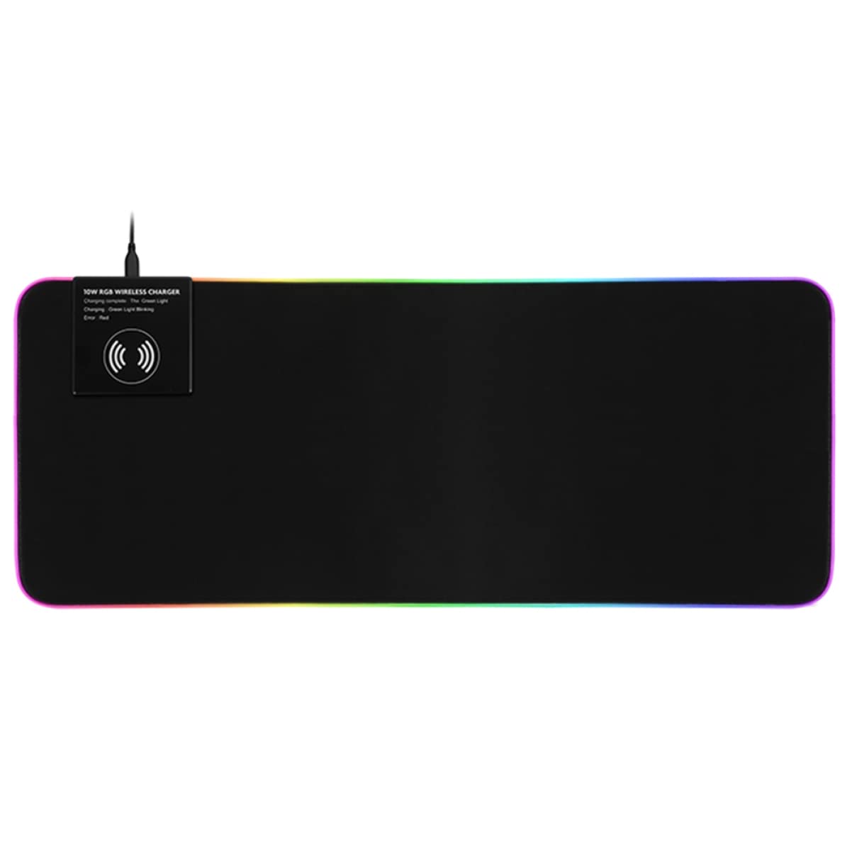SOLUSTRE RGB Gaming Mouse Pad with Wireless Charging - 10W Fast Charging, Non-Slip Surface, Extended Mouse Mat for PC, Laptop, Mac - Perfect for Gaming Setup, Office Work & Home Use