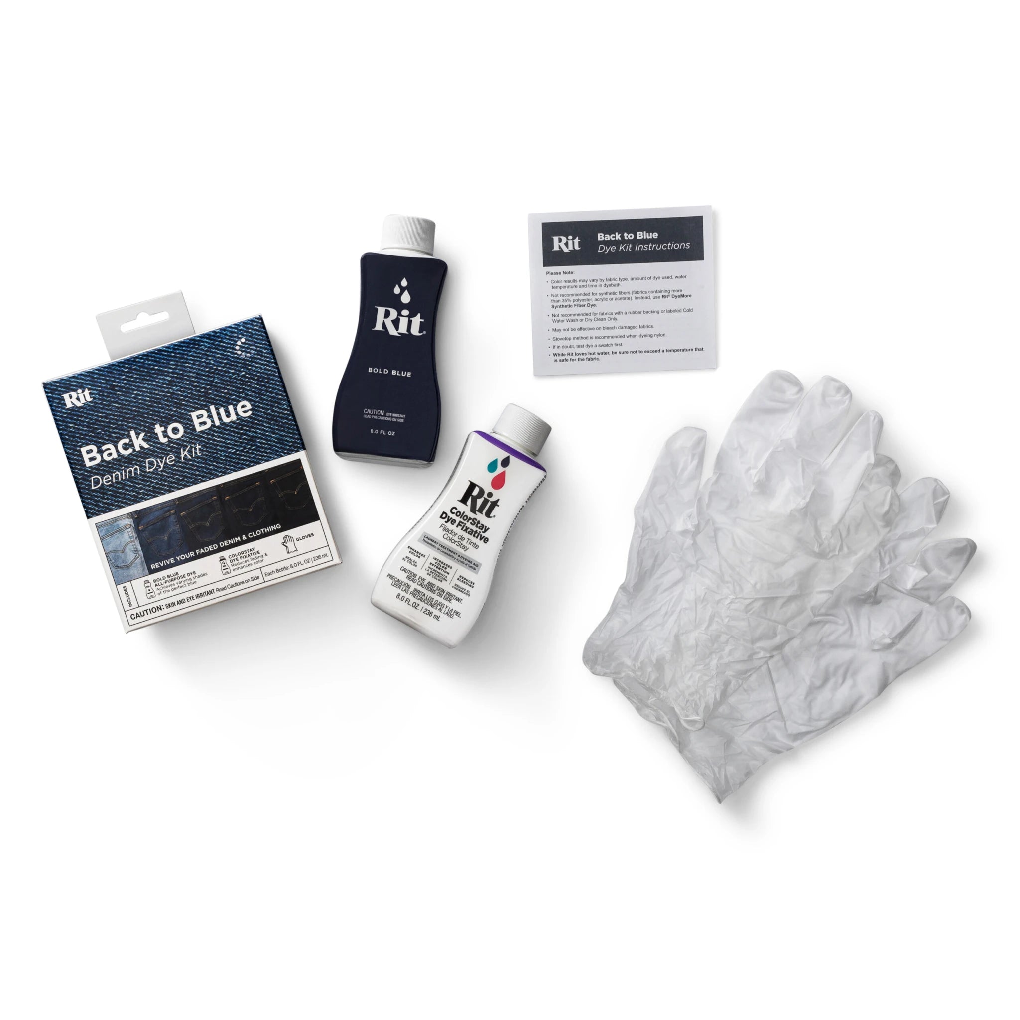 RIT Back to Blue Denim Dye Kit - Restore & Refresh Jeans, Jackets & Fabric - DIY Home Dyeing for Clothes, Shoes & Accessories