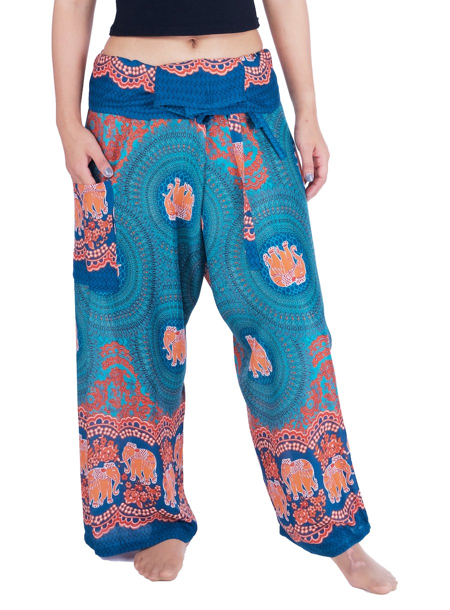 Lannaclothesdesign Women's Thai Fisherman Pants - Yoga Trousers with Wide Legs, Comfortable & Breathable for Yoga, Meditation, Beach & Casual Wear