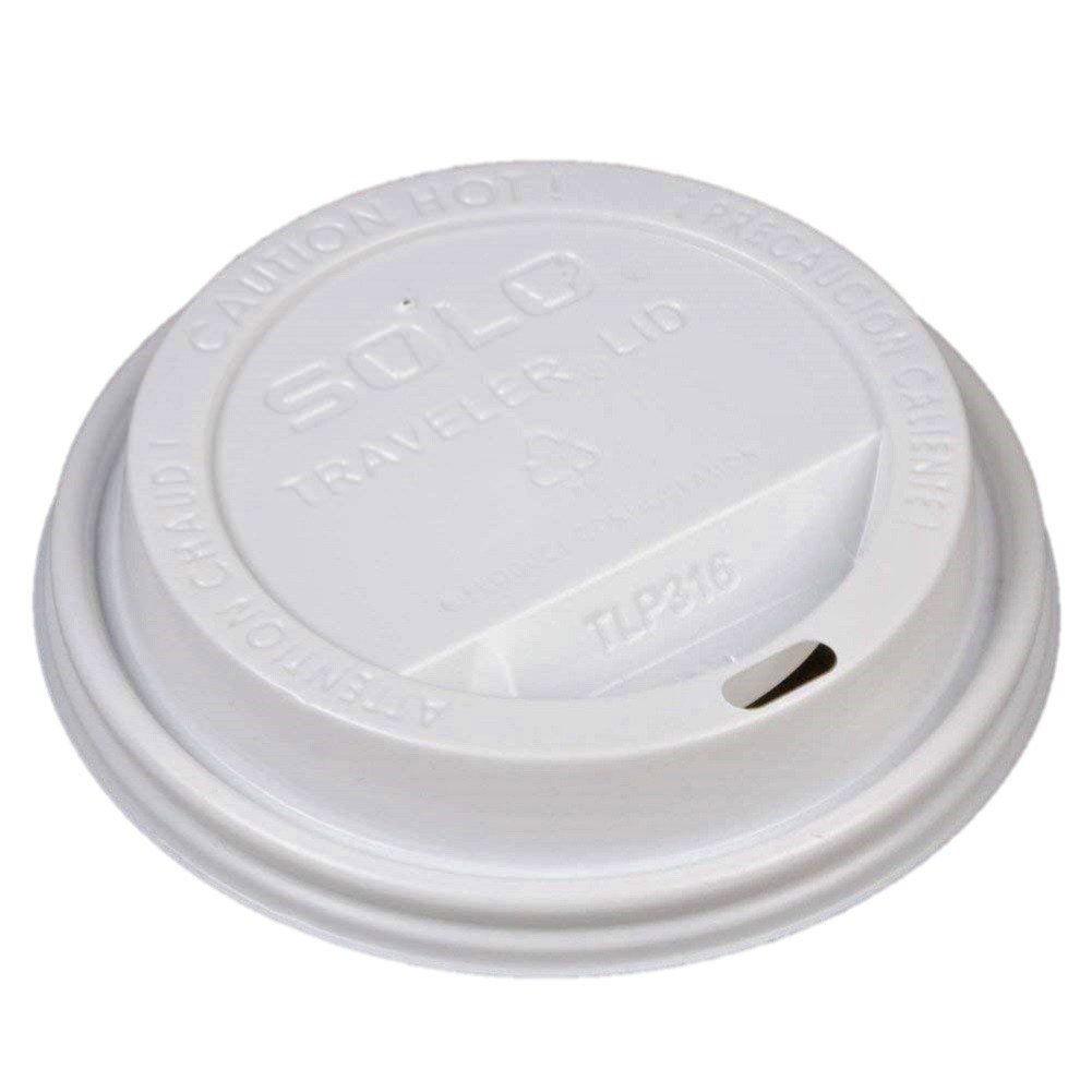 Solo White Traveler Drink-Thru Lids - 400 Pack - Compatible with 10, 12, 16, 20 & 24 oz Solo Hot Beverage Cups - Perfect for Coffee, Tea, and Hot Drinks On-The-Go at Home, Office, or Travel