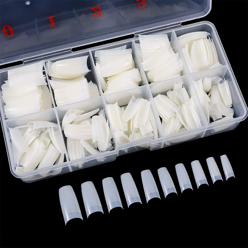 Belicia 100-Piece Acrylic Nail Tips Set - 10 Sizes U-Shaped Fake Nails with Storage Box for Women & Girls - Perfect for Nail Salons, DIY Nail Art at Home, Parties, and Special Occasions