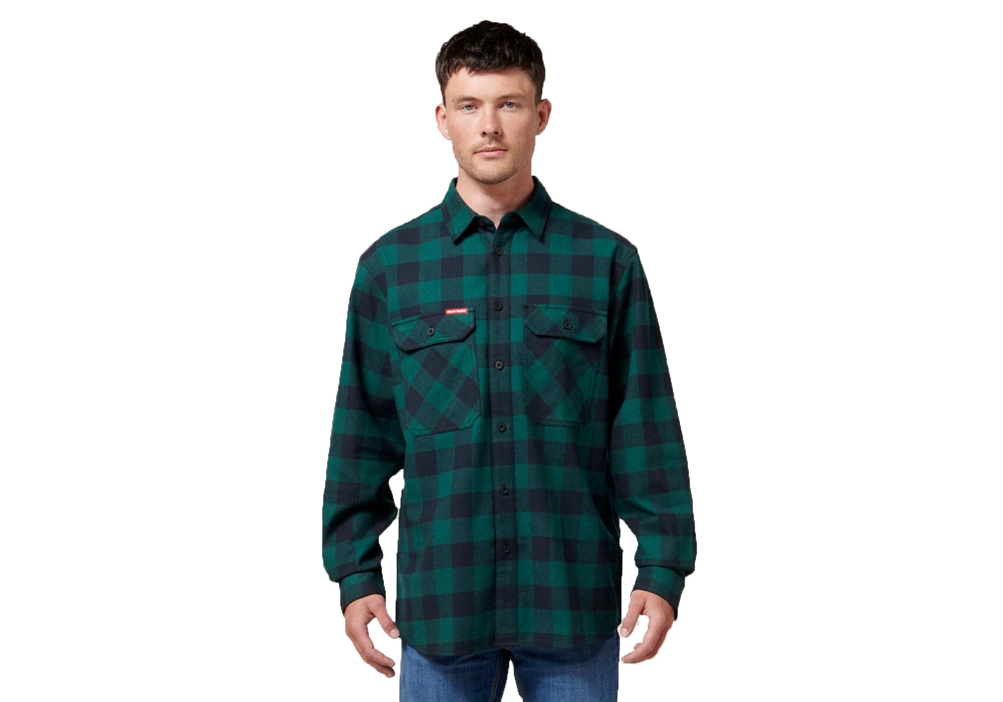 Hard Yakka Men's Legend Long Sleeve Checkered Flannel Shirt - Durable Workwear for Outdoor Activities & Casual Wear