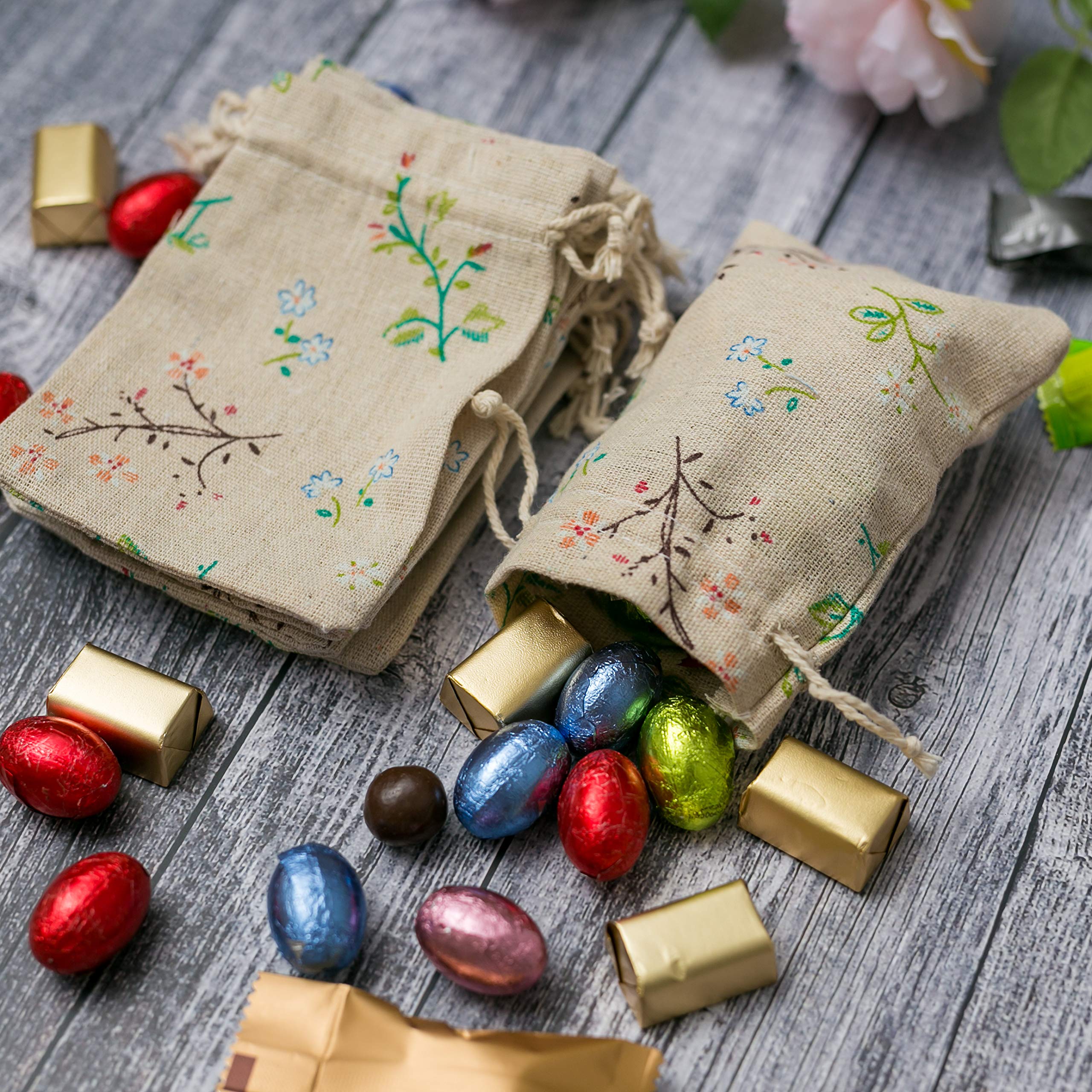 24-Pack Natural Burlap Drawstring Gift Bags - 5.5