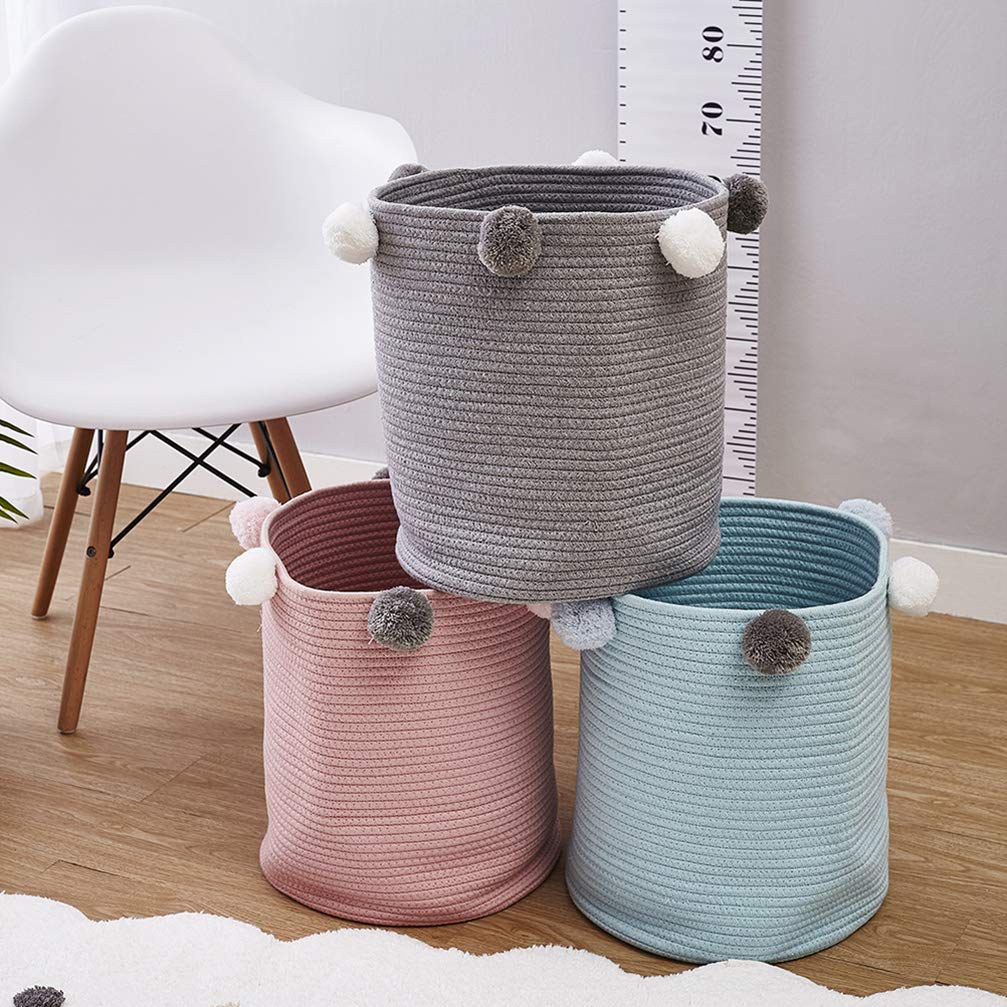 TOPBATHY Woven Cotton Storage Basket - Laundry Bin, Blanket Basket, Nursery Organizer for Clothes, Toys & Pillows | Perfect for Home, Bedroom & Nursery Organization